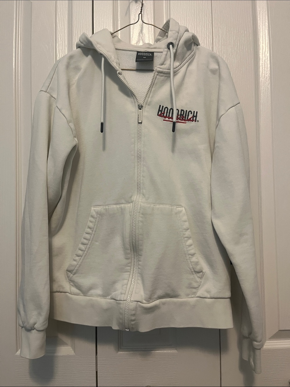 Hoodrich off white zippered hoodie size medium